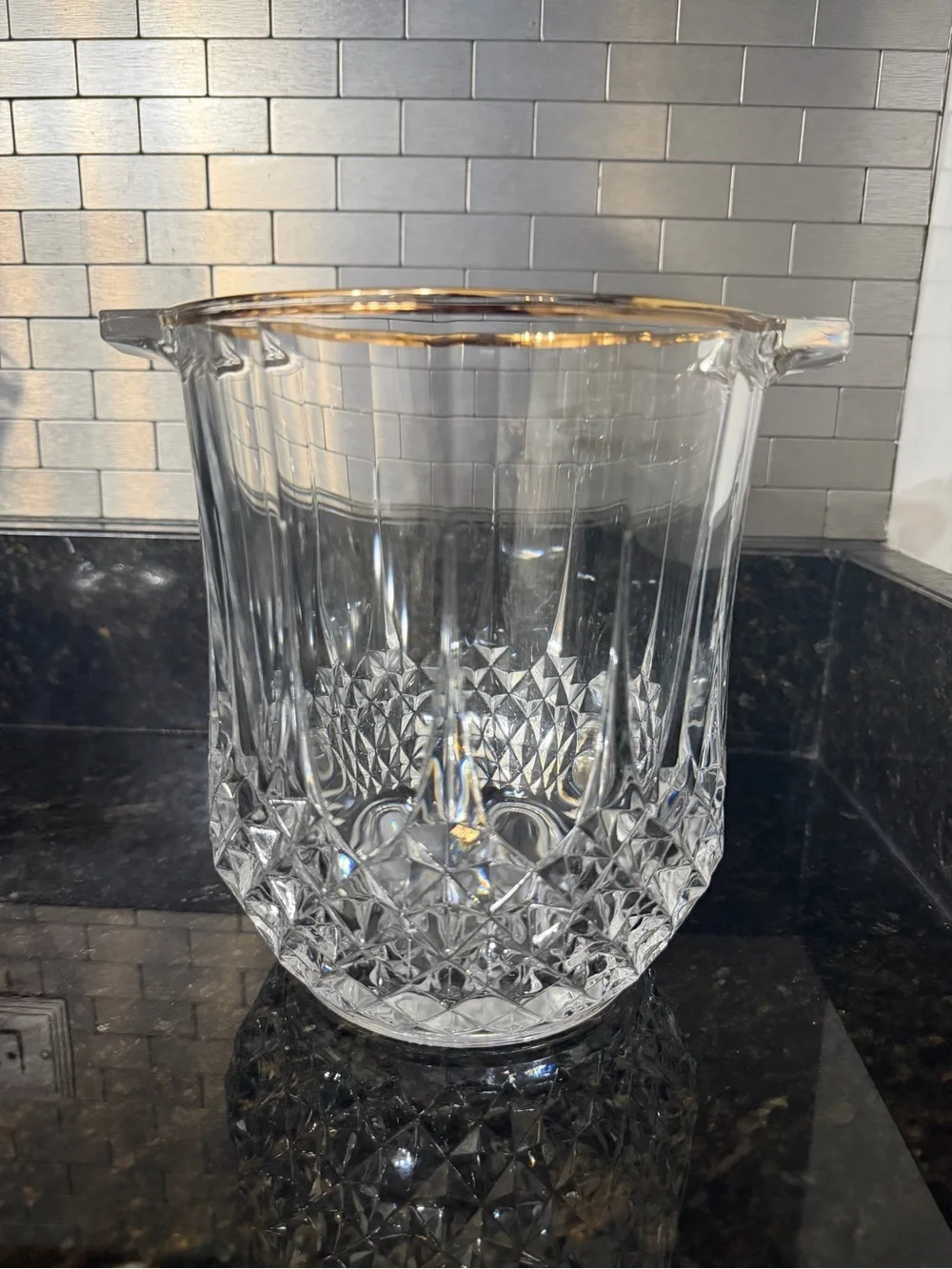 Vintage Cristal D’Arques Durand Longchamp Gold Champagne Bucket | Utensil Crock